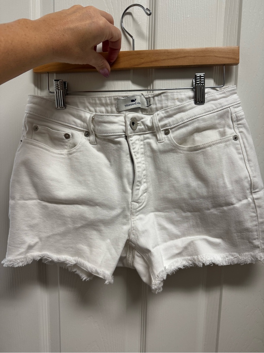 Vineyard Vines White Frayed Hem Denim Shorts